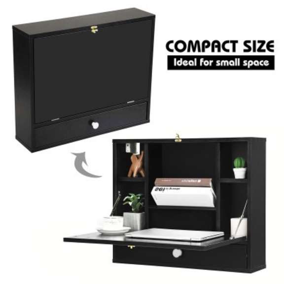 Wall Mounted Desk With Storage Shelves