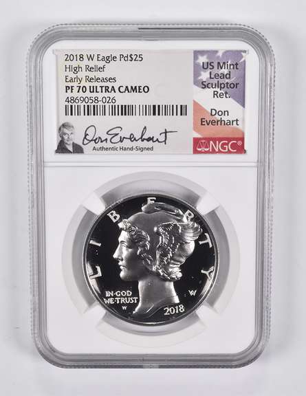 PF70 UCAM 2018-W $25 American Palladium Eagle 1 Oz HR ER Everhart NGC
