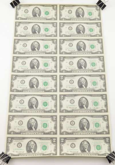 (16) 1976 Star Error $1 San Francisco, CA US FRN Uncut Sheet