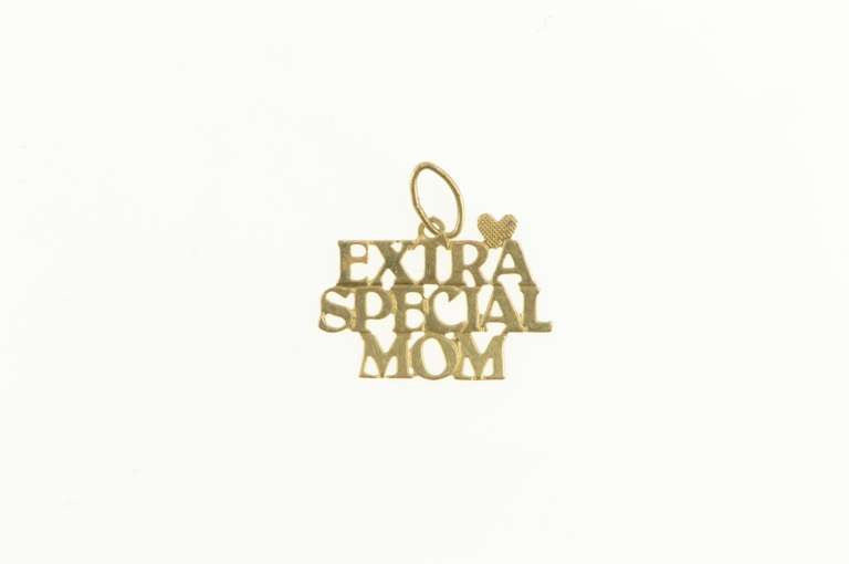14K Yellow Gold Extra Special Mom Word Cut Out Love Charm/Pendant