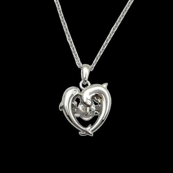 Hugging  Dolphins Dancing stone Pendant