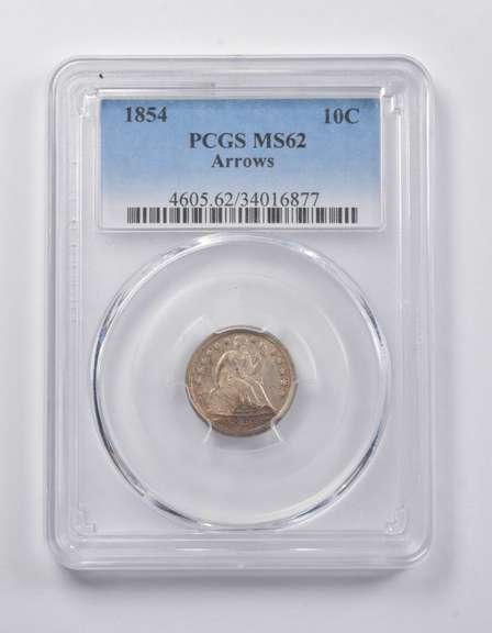 MS62 1854 Seated Liberty Dime Arrows PCGS