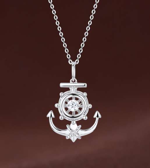 Beautiful Anchor with Wheel Dancing Stone Pendant