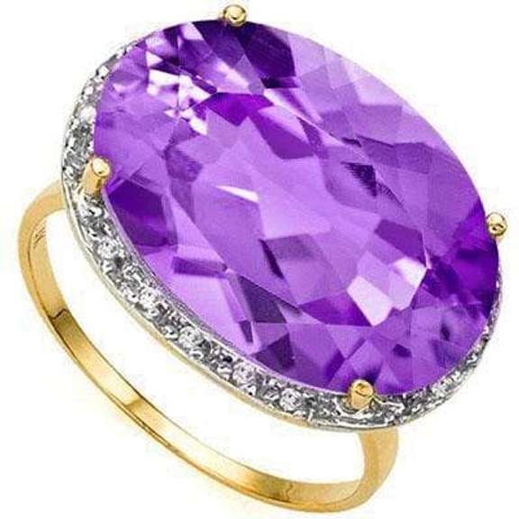 PRETTY 10.6 CARAT TW (38 PCS) AMETHYST & GENUINE DIAMOND 14KT YG