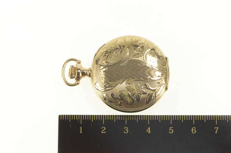 Illinois Watch Co Etched Floral Bristol Case Pocket Watch