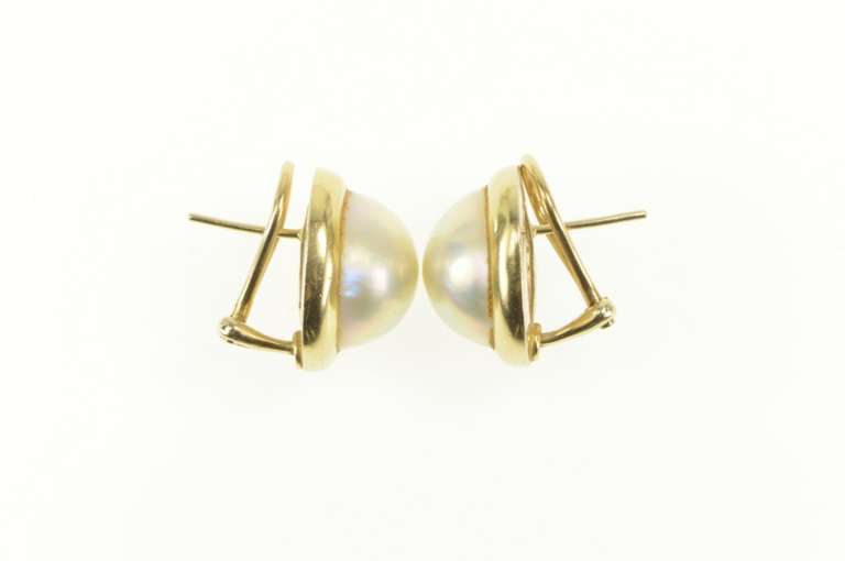 14K Yellow Gold Pearl Classic Rounded French Clip Statement Earrings