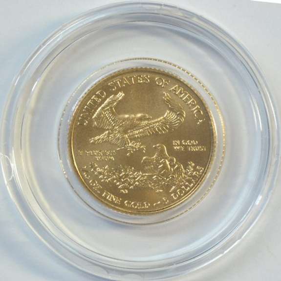 Immaculate 2019 $5 American Gold Eagle coin in capsule