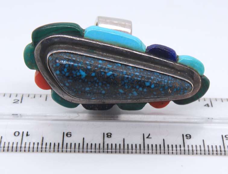 Vintage Sterling Silver Multi Turquoise Ring