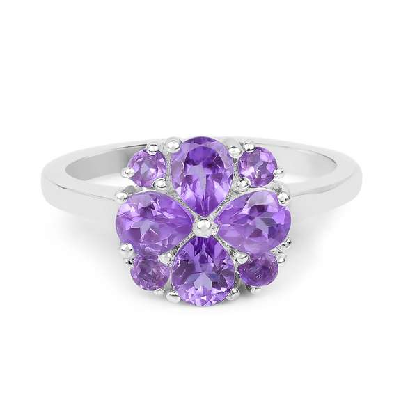 Plated Rhodium 1.44ctw Amethyst Ring