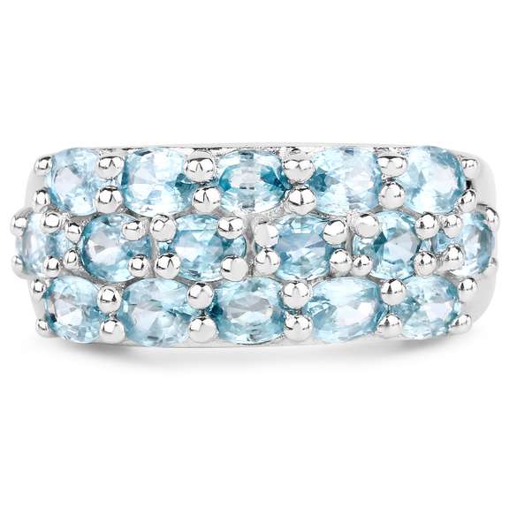 Plated Rhodium 4.00ctw Blue Zircon Ring