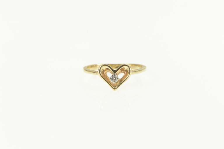 14K Yellow Gold Diamond Heart Love Symbol Promise Ring