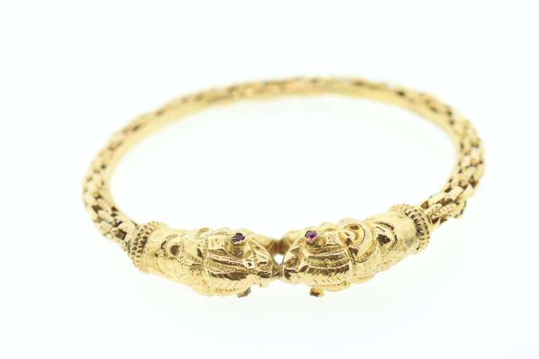 Infinite Ruby Eyed 22k Gold Handmade European Bracelet