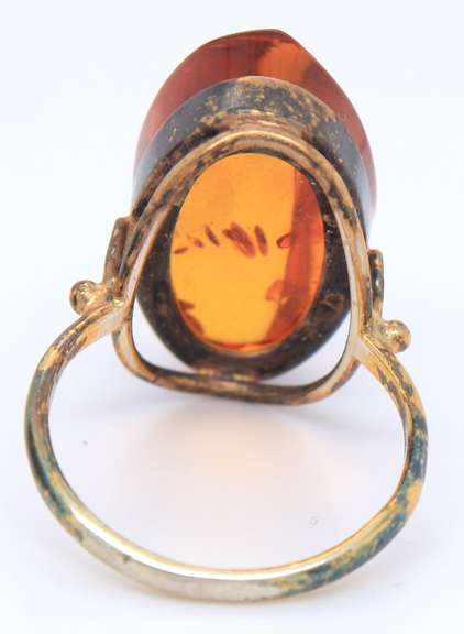 Lot of Vintage Sterling Silver Amber Earrings and Ring