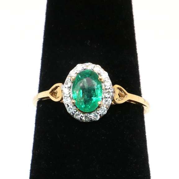 14kt Yellow Gold, Emerald, & Diamond Cocktail Ring