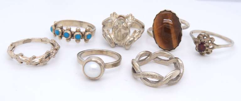 Group Lot of 7 Vintage 925 Sterling Silver rings