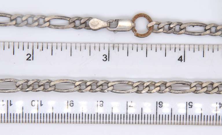 Vintage Italian Sterling Silver Figaro Chain Necklace