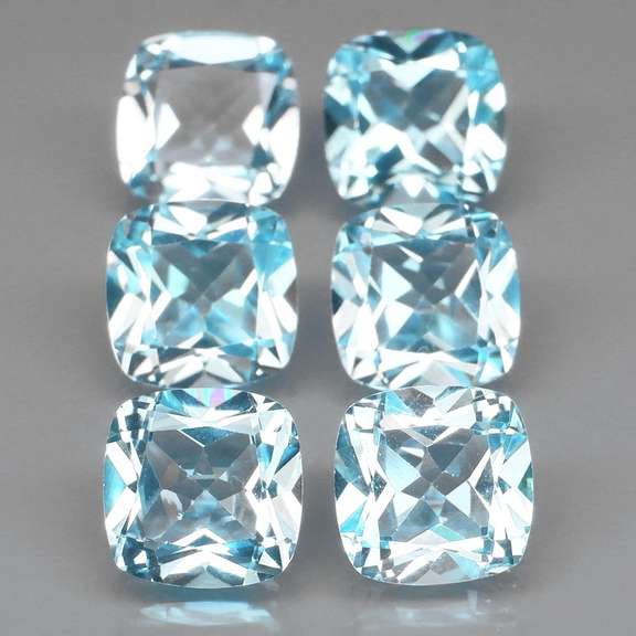 Glittering 6 piece 11.05ct full fire sky blue Topaz set