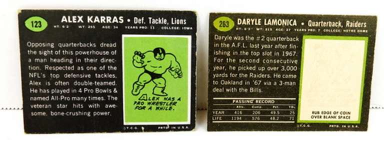 2 Topps 1969 Football Greats