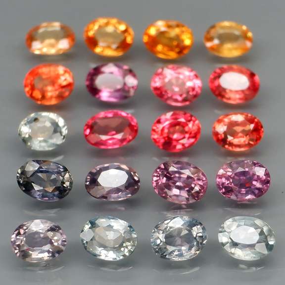 Glittering 20 piece 4.18ct fancy color Sapphire set