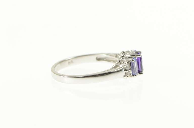 14K White Gold Oval Amethyst Tanzanite Diamond Accent Ring