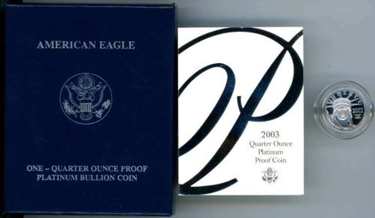 2003 Proof Platinum ¼ Ounce Eagle. Box/Certificate