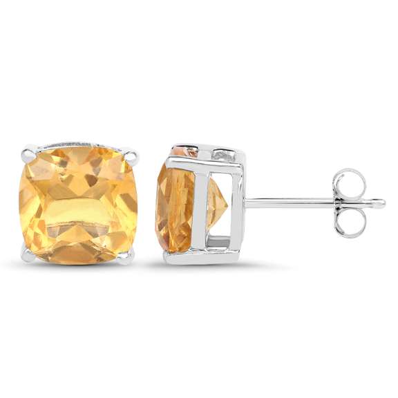 Plated Rhodium 5.80ctw Citrine Earrings