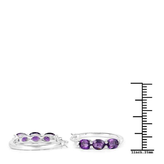 Plated 18KT White Gold 2.04ctw Amethyst and Diamond Earrings