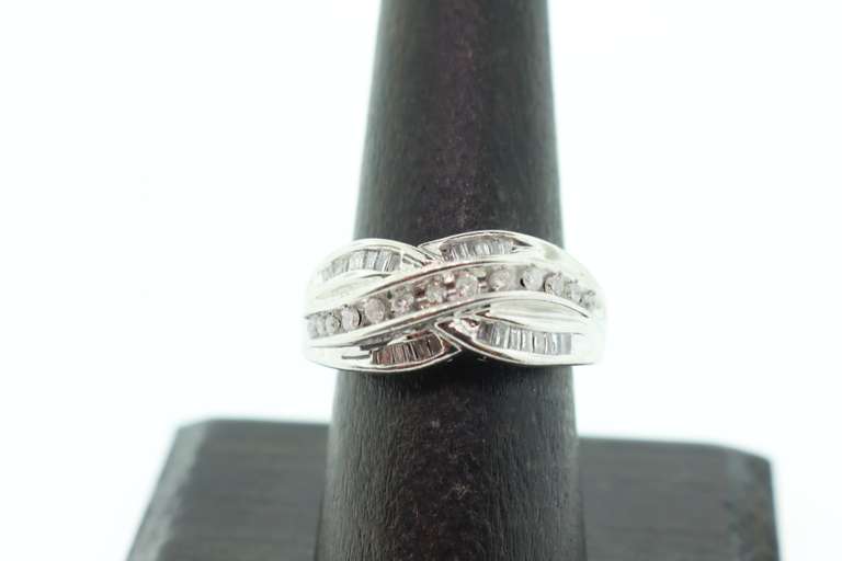 LADIES 10K WHITE GOLD AND DIAMOND BAND
