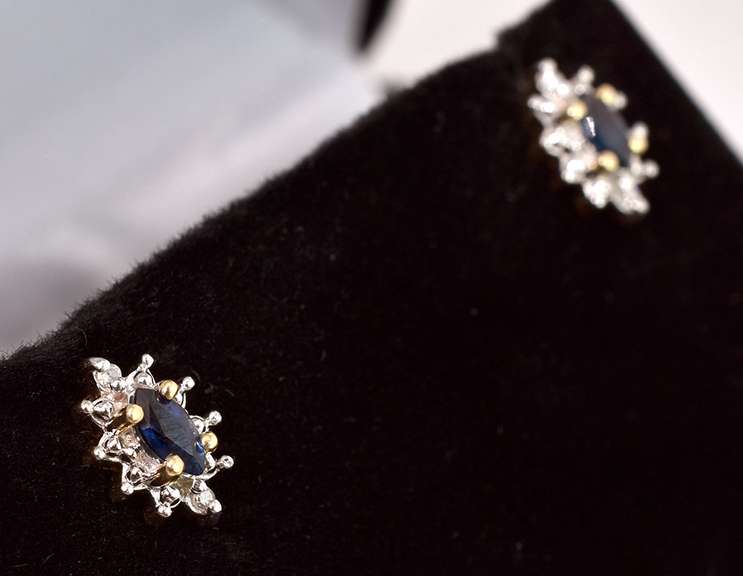 Dazzling Sapphire and Diamond Earrings in Yellow Gold