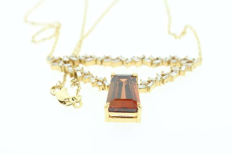 LADIES 14K GOLD TOAZ AND DIAMOND NECKLACE