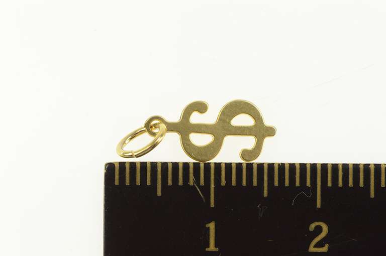 14K Yellow Gold Mini $ Money Dollar Sign Cash Symbol Charm/Pendant