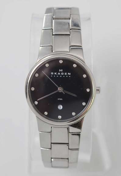 Skagen Black Dial Steel Watch, Pre-Owned.