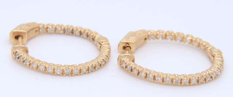 Divine Yellow Gold Diamond in out Hoop Earrings