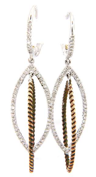 Tempting New Gabriel & Co Two Tone Diamond Dangle Earrings