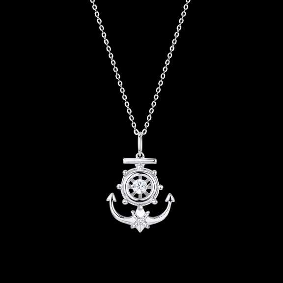 Beautiful Anchor with Wheel Dancing Stone Pendant