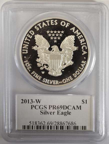 2013-W Proof American Silver Eagle PCGS PR69DCAM Mercanti Signature