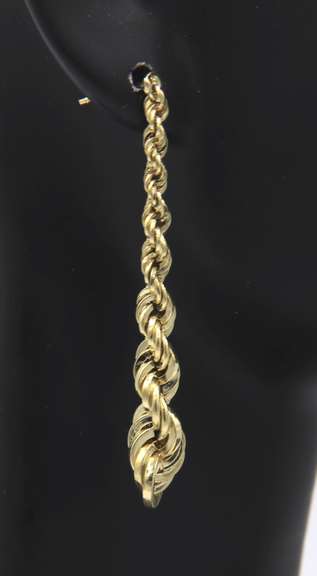 Gorgeous Yellow Gold Rope Dangle Earrings