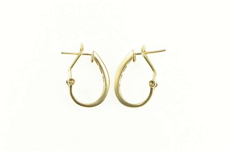 14K Yellow Gold 0.35 Ctw Diamond Oval Channel Statement Hoop Earrings