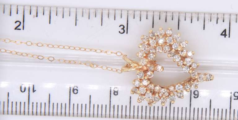Graceful Yellow Gold Diamond Scatter Heart outline Pendant on Chain
