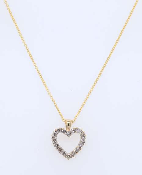 Fabulous Yellow Gold Diamond Heart Pendant on Chain