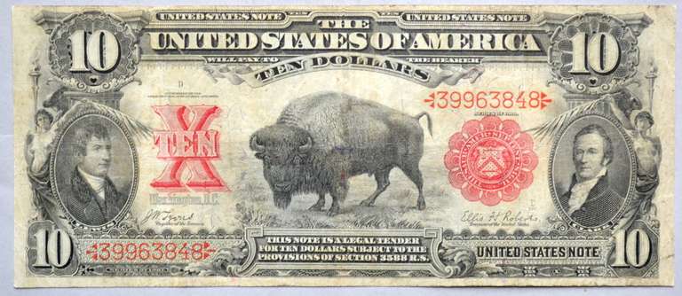 1901 Series $ 10 Bison US Note