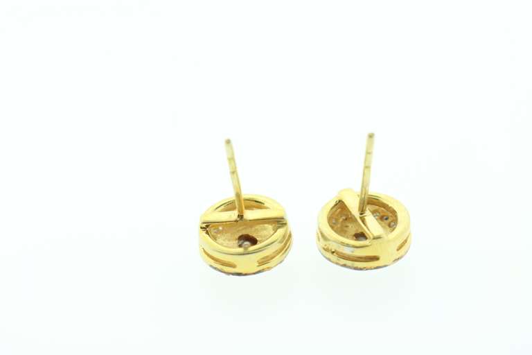 Classy Mine Cut Diamond Earrings with Gold Plated Silver and Diamond Accents
