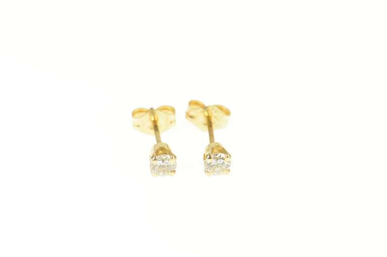 14K Yellow Gold 0.30 Ctw Diamond Classic Round Solitaire Earrings