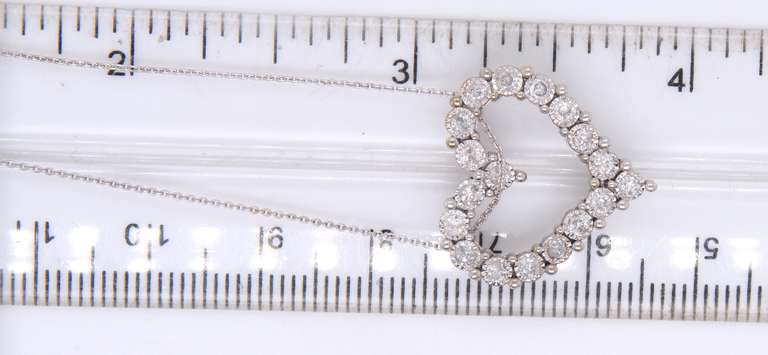Charming White Gold Illusion Set Diamond Heart Pendant on Chain
