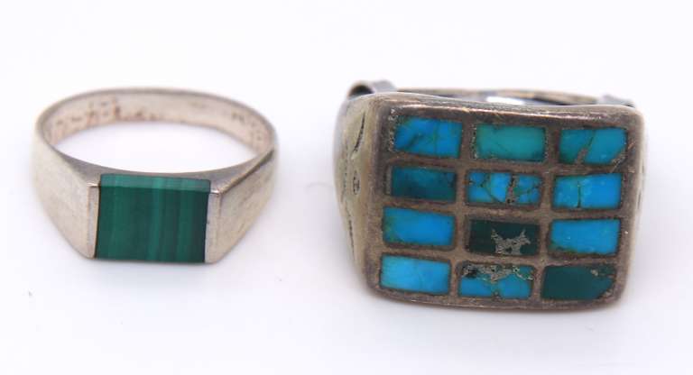 Vintage Sterling Silver Lot of 2 Turquoise Rings