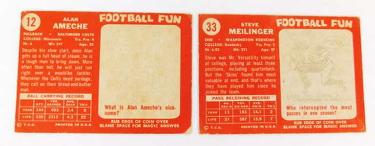 2 Topps 1958 Football Cards