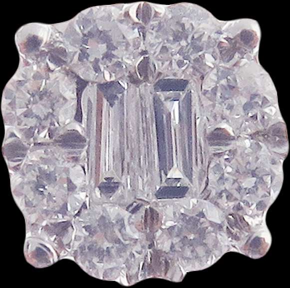 Attractive Diamond Flanked 18k White Gold Earrings