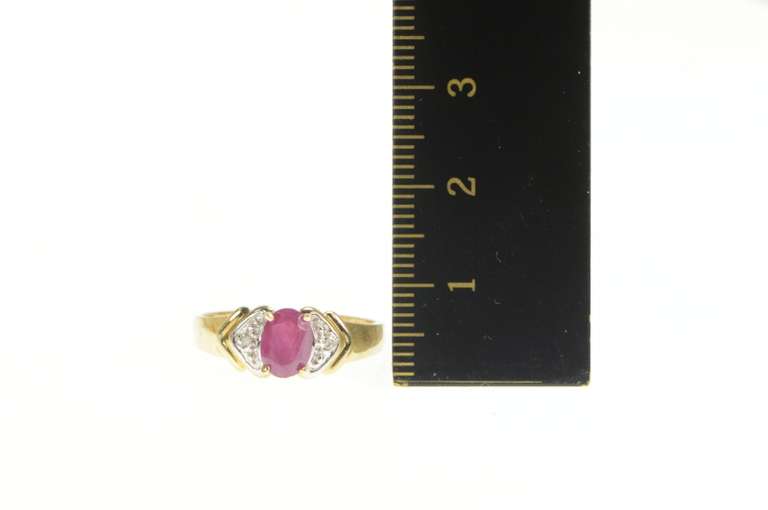 10K Yellow Gold Oval Natural Ruby Diamond Engagement Ring