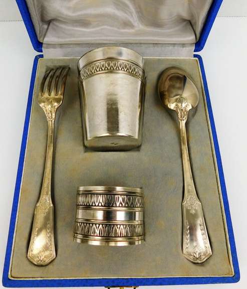 Antique French Silverplate Breakfast Set w/Box