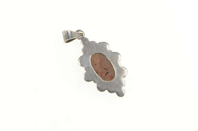 Sterling Silver Oval Cantera Opal Cabochon Ornate Statement Pendant